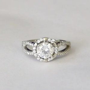 CZ cathedral set ring Sterling Silver engagement promise 🆕